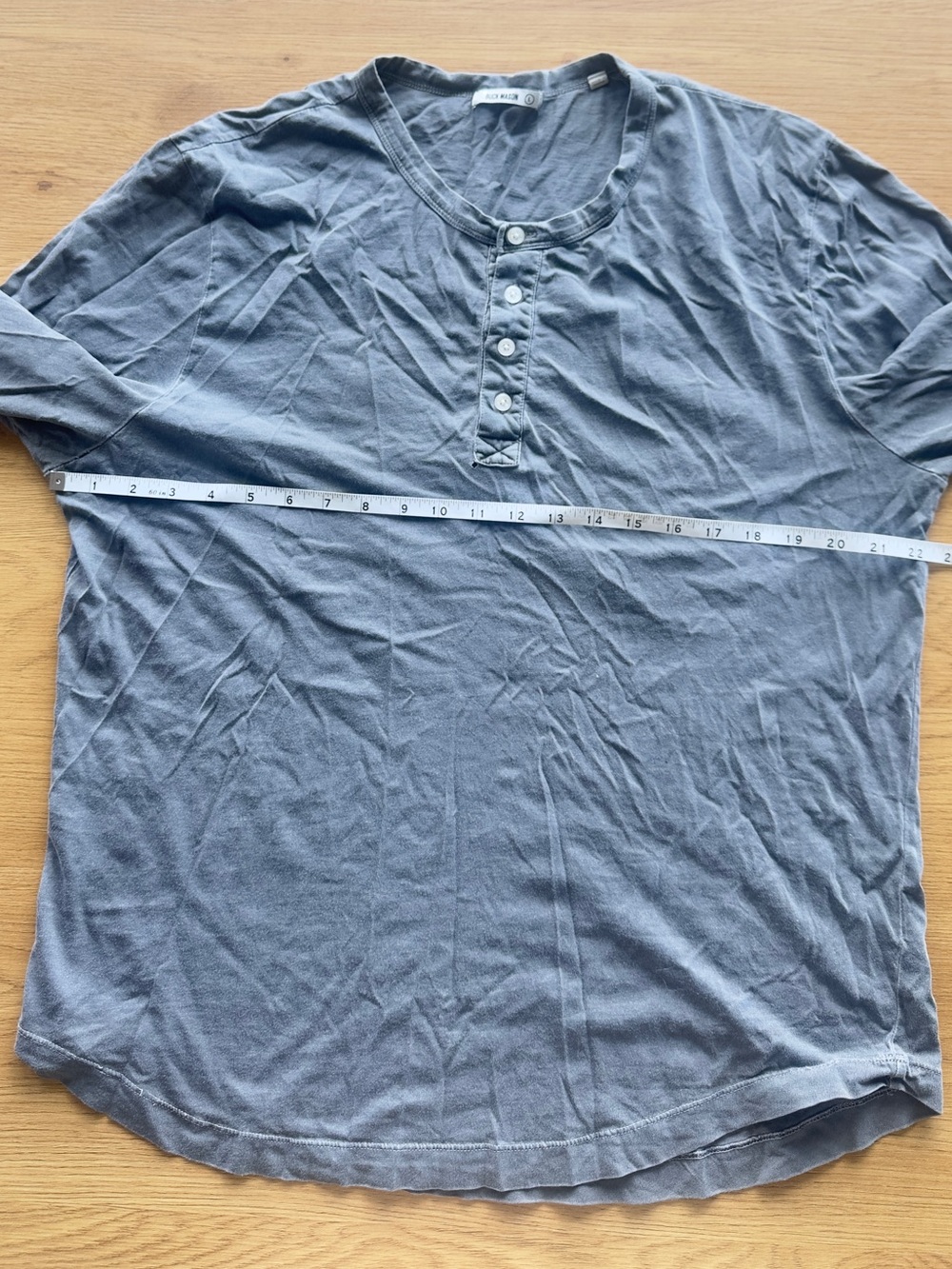 Buck Mason XL Men's Grey Henley Short-Sleeve Shirt
